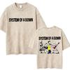 T-shirt Vintage Lavé System Of A Down Homme Rétro Rock Metal T-shirts Oversize Homme Décontracté Coton Haute Qualité