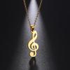Teamer Stainless Steel Necklace for Women Music Note Instrument Guitar Pendant Charms Gold Plated Fashion Jewelry Romantic Gift