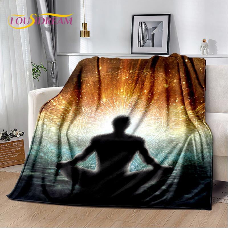 3D Yoga Zen Naturalize Meditation Rainbow 7 Chakra Blanket,Flannel Throw Blanket for Home Bedroom Bed Sofa Picnic Office Hiking