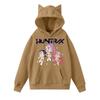 Damemote Casual Langermet trykt Rundhals hettegenser Pullover Topp med lommer