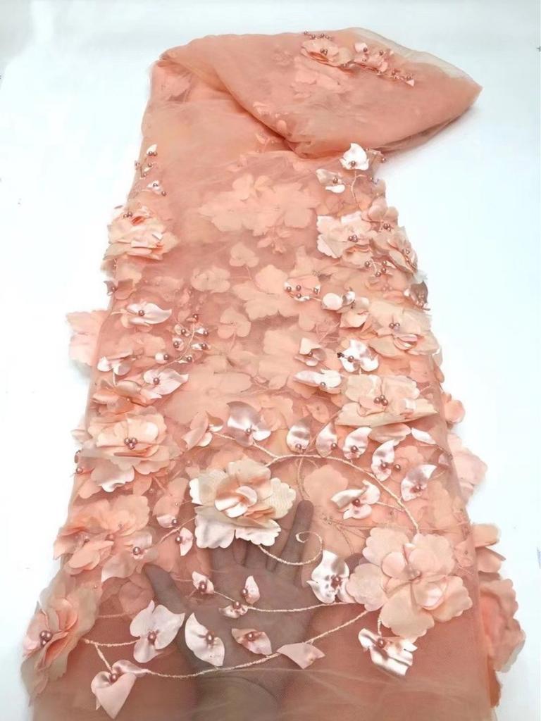 3D Embroidered Flower Mesh Fabric for DIY Sewing Embroidered Lace Clothing Wedding Dress Embroidery Clothing Fabric 5yard