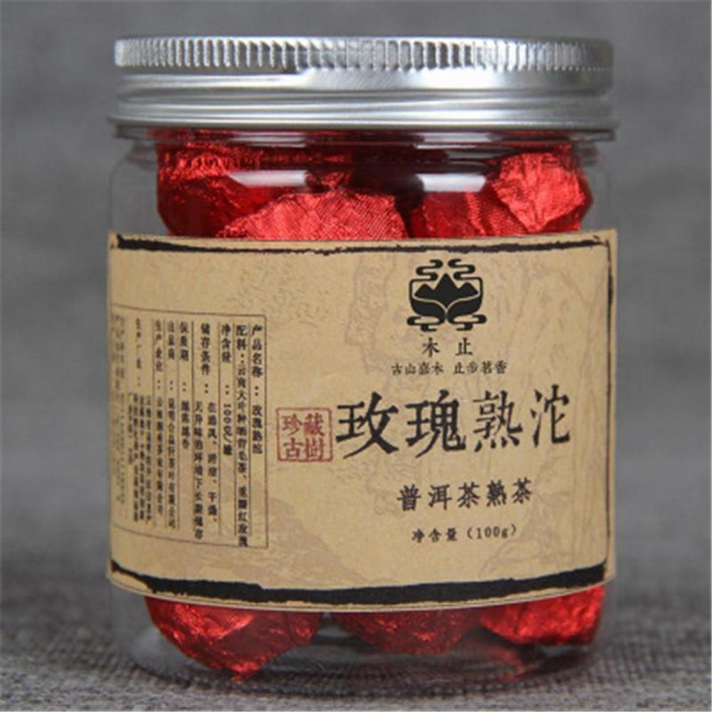 Różany Puerh z Yunnan 100g Puszka Małe Tuocha Dojrzały Organiczny