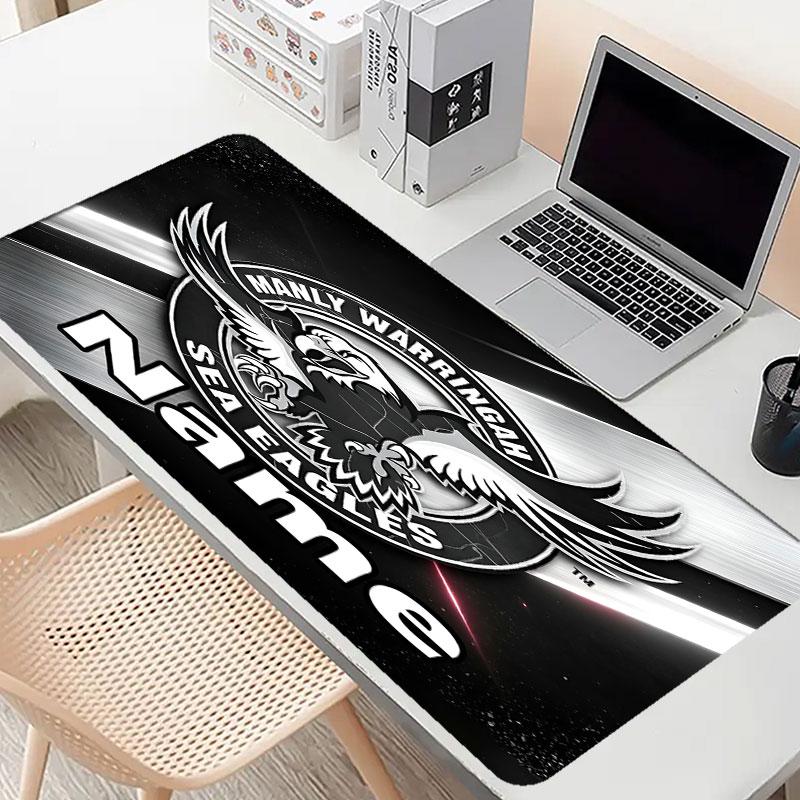 Custom Name Personalized Manly Warringah Sea Eagles Pattern Mousepad, Laptop PC Desk Mat, Decorative Desk Mat for Home Keyboard Pad Gift