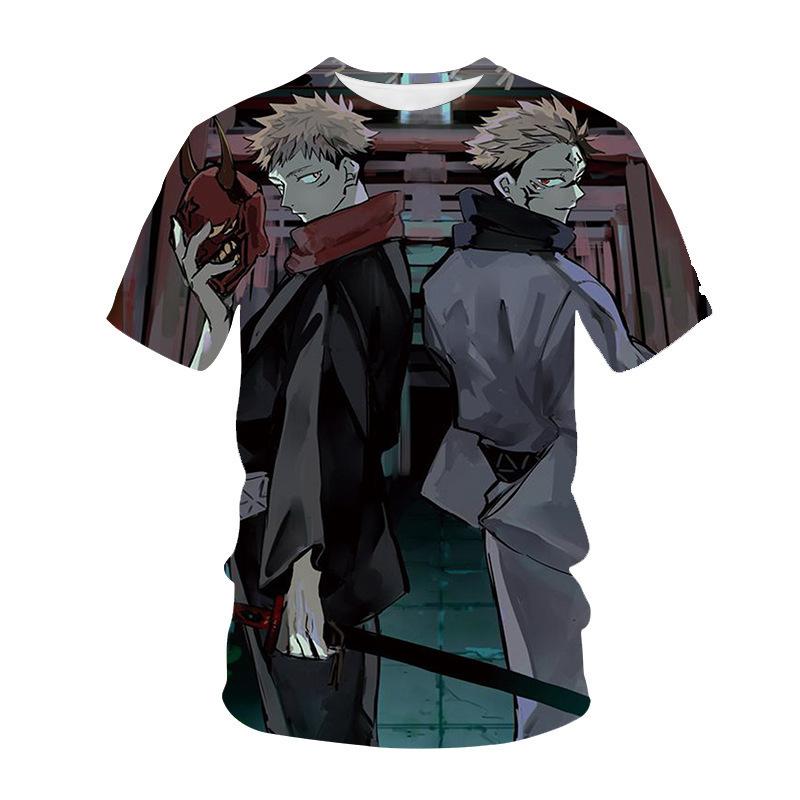 Jujutsu Kaisen Summer Men's Retro Temperament T-Shirt Simple Printed Ryomen Sukuna Short Sleeve T Shirts Outdoor Fitness Breathable T Shirt Tops