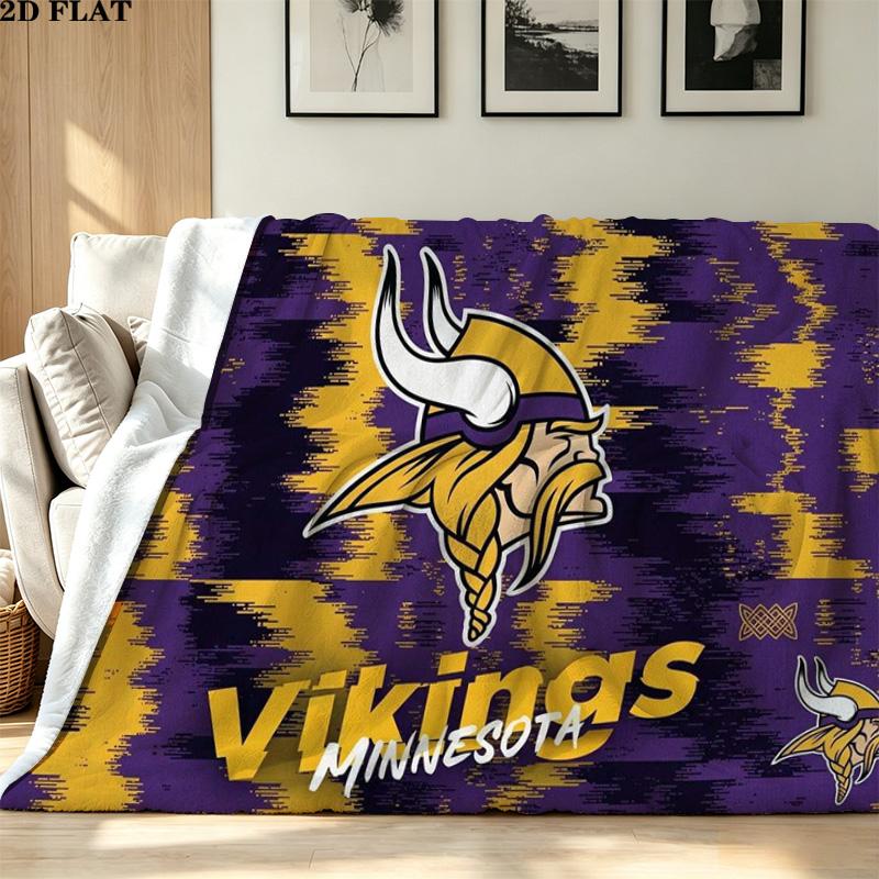 Minnesota Vikings Print Flanelovádeka Vysoká Kvalita Teplá Pohodlná Přikrývka pro Všechna Roční Období Perfektní jako Dárky Domácí Dekor