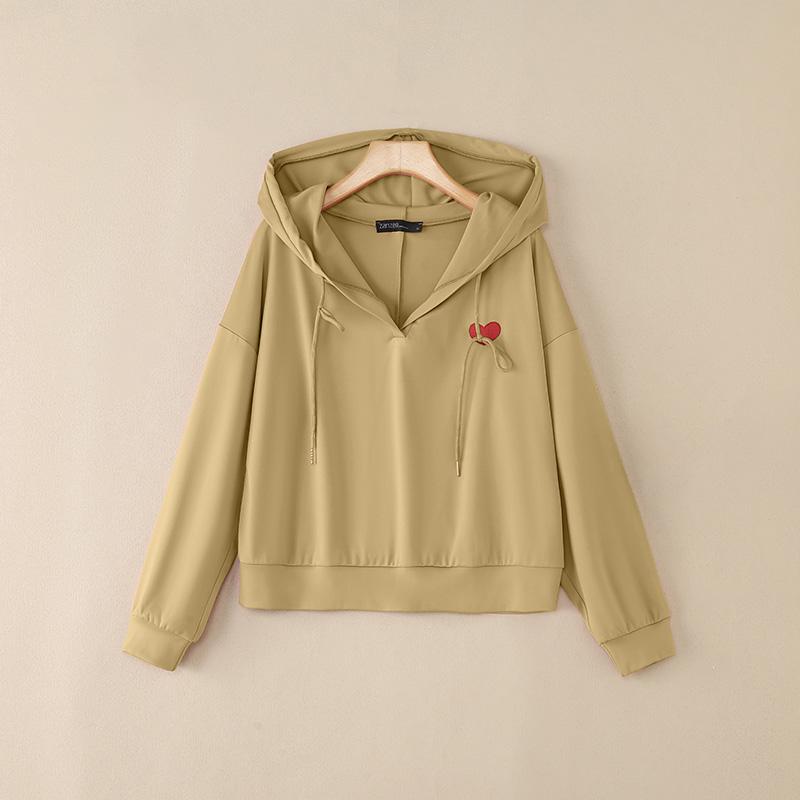 

ZANZEA Женские повседневные худи с длинным рукавом, с вышивкой и принтом, с капюшоном 5XL хаки