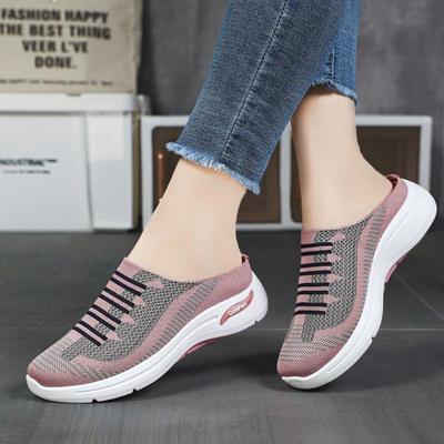 Women's 2025 Summer New Half-drag Women's Shoes Source Flying Woven Shoes Convenient Casual Shoes