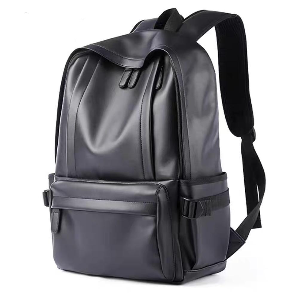 Schoolbag Trendy Leather Backpack Men's Backpack Junior High School Student School Bag Large Capacity Casual Waterproof Computer Travel Bag