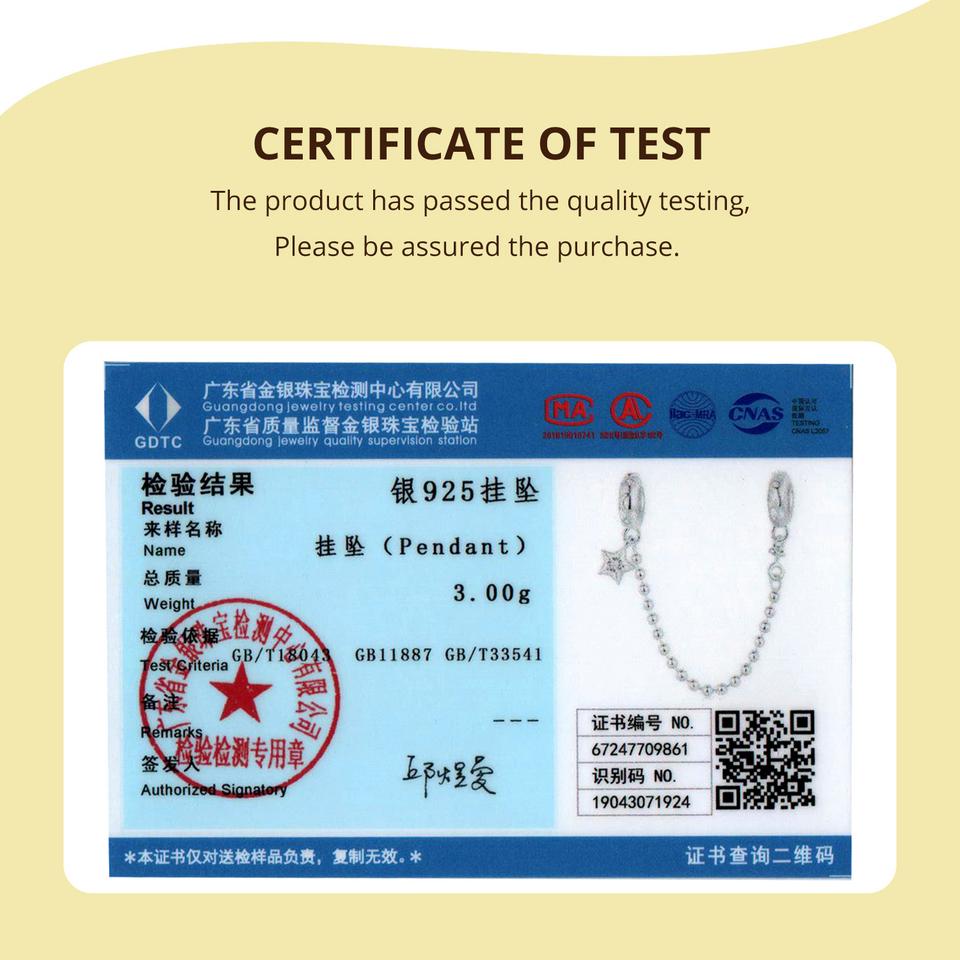 BAMOER 925 Sterling Silver Star and Moon Safety Chain Fit Bracelet for Women Gift Jewelry