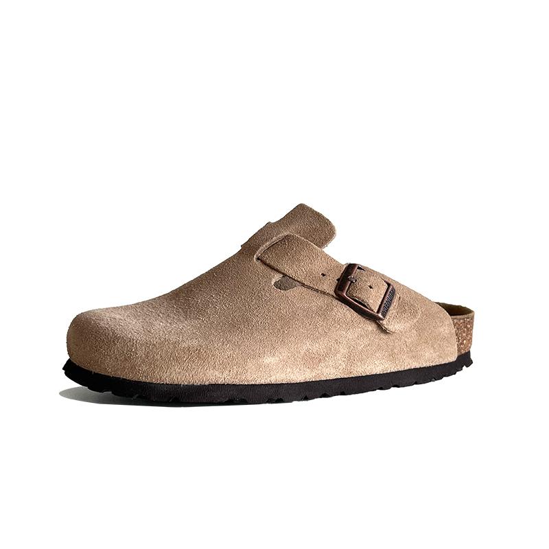 Fashion Muxinfei Genuine Leather Boken Slippers] New Soft Bottom Boken Slippers for Men and Women, Outerwear Boken Half Drag