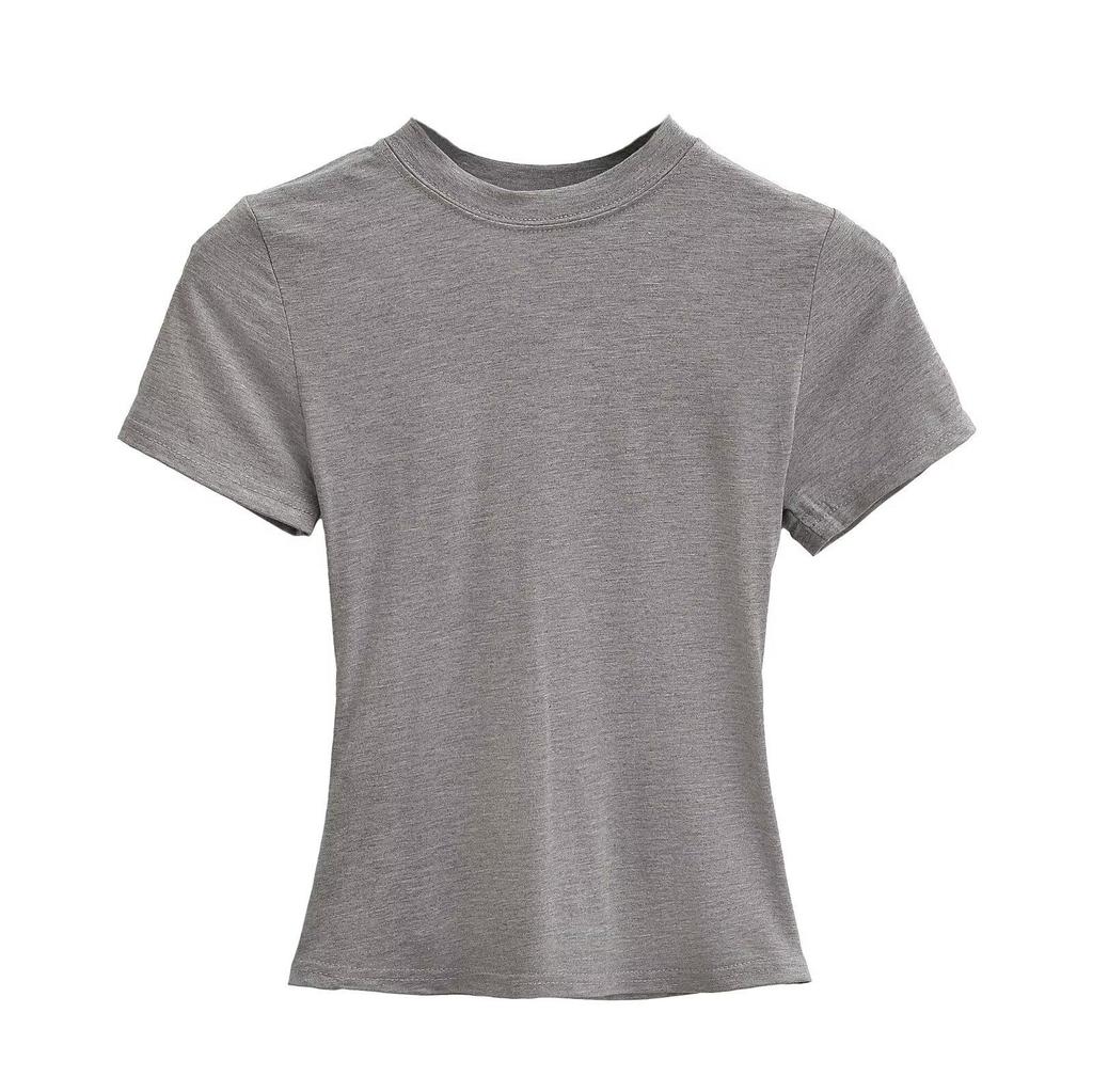 Sexy European & American Style Slim Fit Short Sleeve Round Neck T-Shirt - Versatile Summer Basic