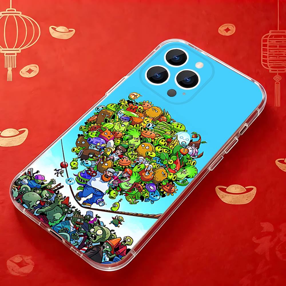 P-Plants  Zombies Game  Clear Phone case suitable for iPhone 11 12 13 14 15 16 17 Pro Max Plus X XS XR SE E Mini Protective Case