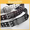 Unique Stylish Punk Inspired Double Grommet Star Design Unisex Pu Leather Belt