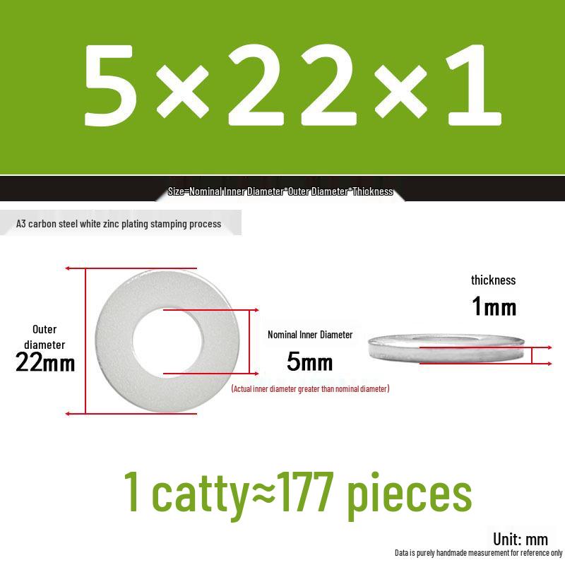 Extra Thick Galvanized Iron Flat Washer, Round, M3-M62