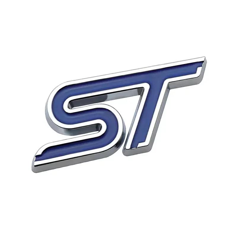 AJG1 3D Metal ST Badge Decal Car Body Emblem Rear Trunk Sticker for Ford Everest Fiesta Focus Mondeo Ranger Mustang Transit Explorer