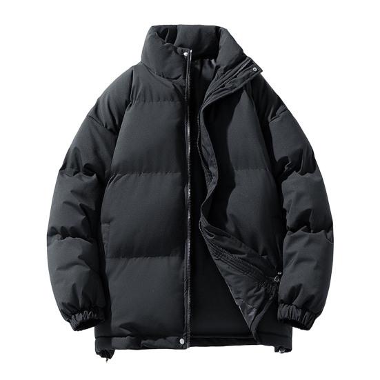 

Зимнее хлопковое пальто с воротником-стойкой, длинным рукавом, застежкой-молнией, пуховая куртка с карманами, однотонный цвет M чёрный