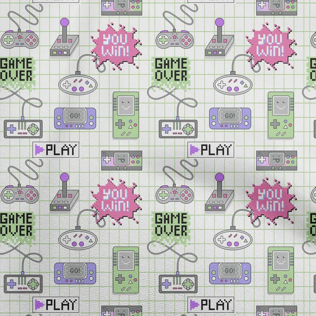 oneOone Cotton Flex Brown Fabric Game Video Game Sewing Material Print Fabric By The Yard 40 Inch