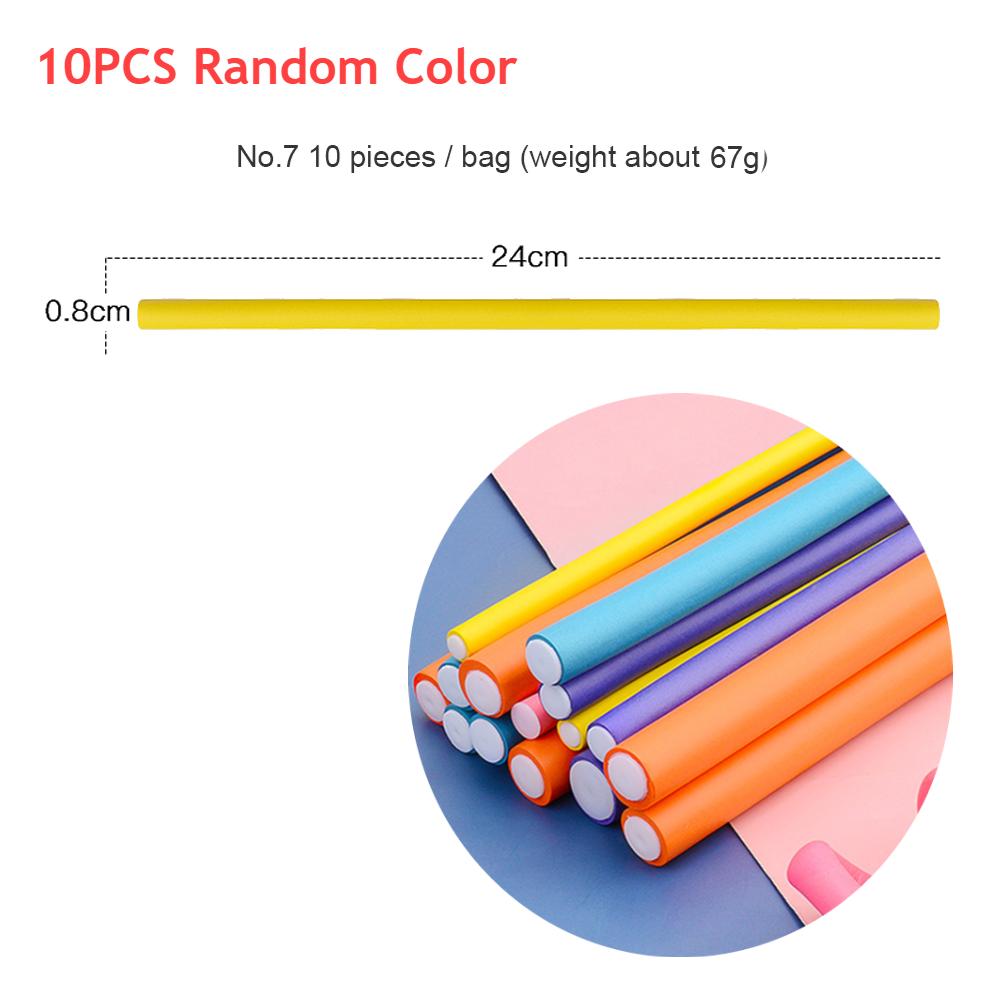 10pcs Hair Curling Curler Magic Air Hair Rollers Soft Foam Bendy Twist Magic Flexi Rods Styling Hair Sticks Tool Random Color