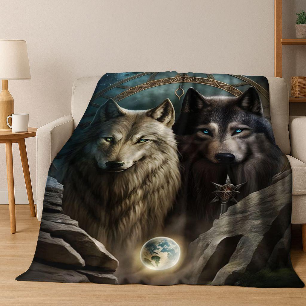 Nordycki Symbol Wojownika Wikingów Valhalla Valknut Runa Koc Flanelowy, Przytulny Miękki Koc Rzutowy do Domu Sypialni Łóżka Pokrowiec na Sofę Prezent