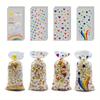 100pcs Rainbow Color Cellophane Treat Bags,OPP Snack Candy Bags,Transparent,Dots, Hearts,Rainbow Design,for Birthday Party Wedding, Food Packaging Bag