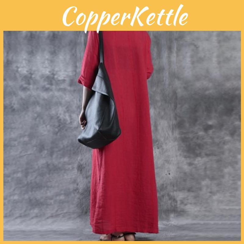 Women Simple Fashion Loose Baggy Long Maxi Dress Half Sleeve Split Plus Size For Effortless Elegance