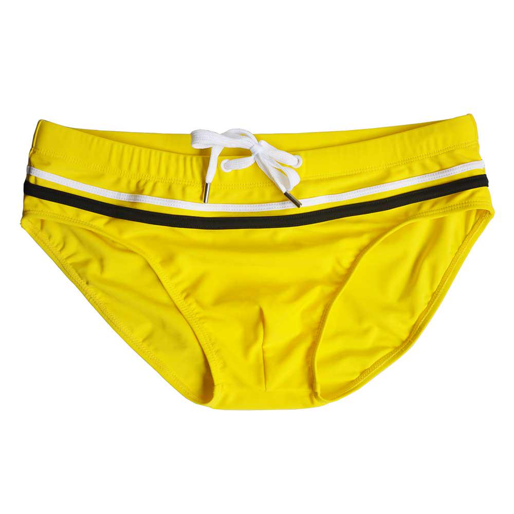 Men's Looped Swim Briefs Sexy Low Waist Bikini Swimsuit M-2XL Yellow