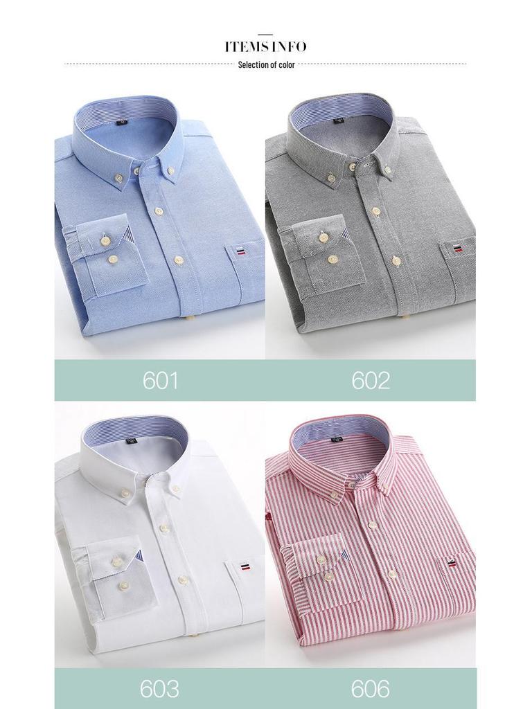 Men's 100% Cotton Plaid Oxford Long Sleeve Casual Business Shirt