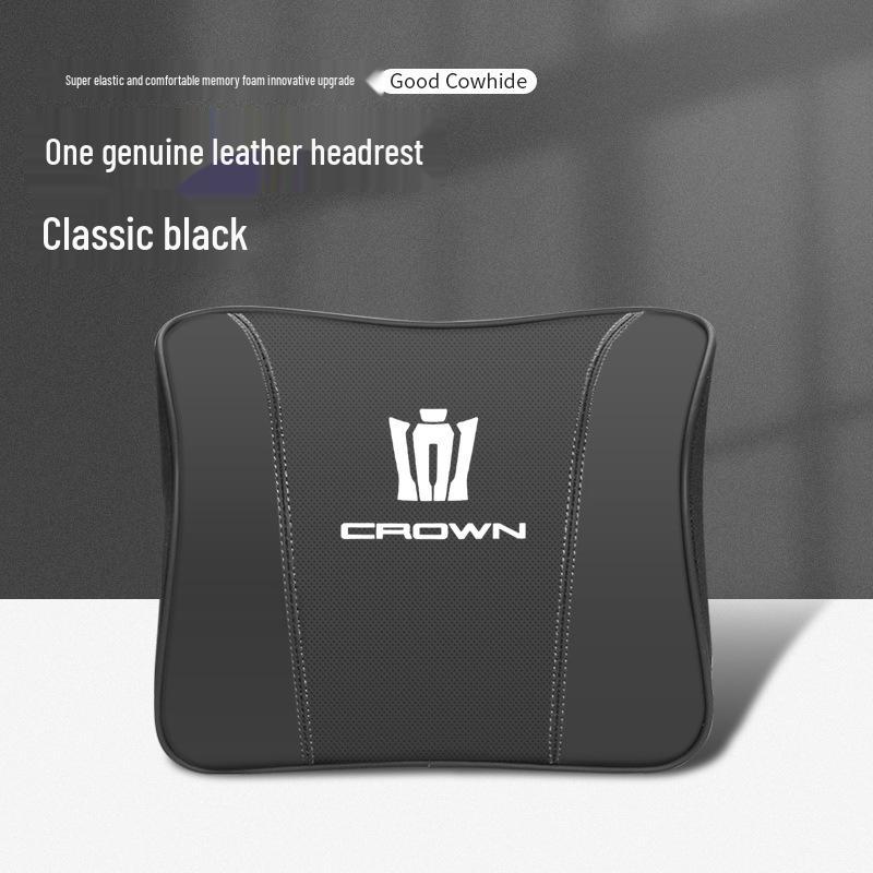 Genuine Leather Headrest & Lumbar Support for Toyota Crown Land Cruiser - Comfortable Neck Support & Decorative Accessory