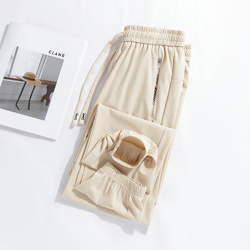 Summer New Ice Silk Elastic Sports Pants Couples with Loose Men and Women the Same Casual Pants