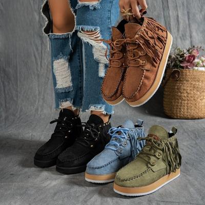 Fashionable New Flat Short-top Fringed Boots and Casual Plus-size Women's Shoes