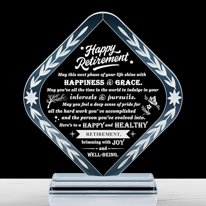 Retirement Gift for Women Men Crystal Best Retirement Gifts Keepsake Meaningful Farewell Gifts for Friends Leaving Gifts Plaque for Women Crystal