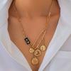 Xingyue Round Pin Cross Chain Necklace Female Fashion Fashionable Asymmetric Design Graceful Personality Clavicle Chain Jewelry