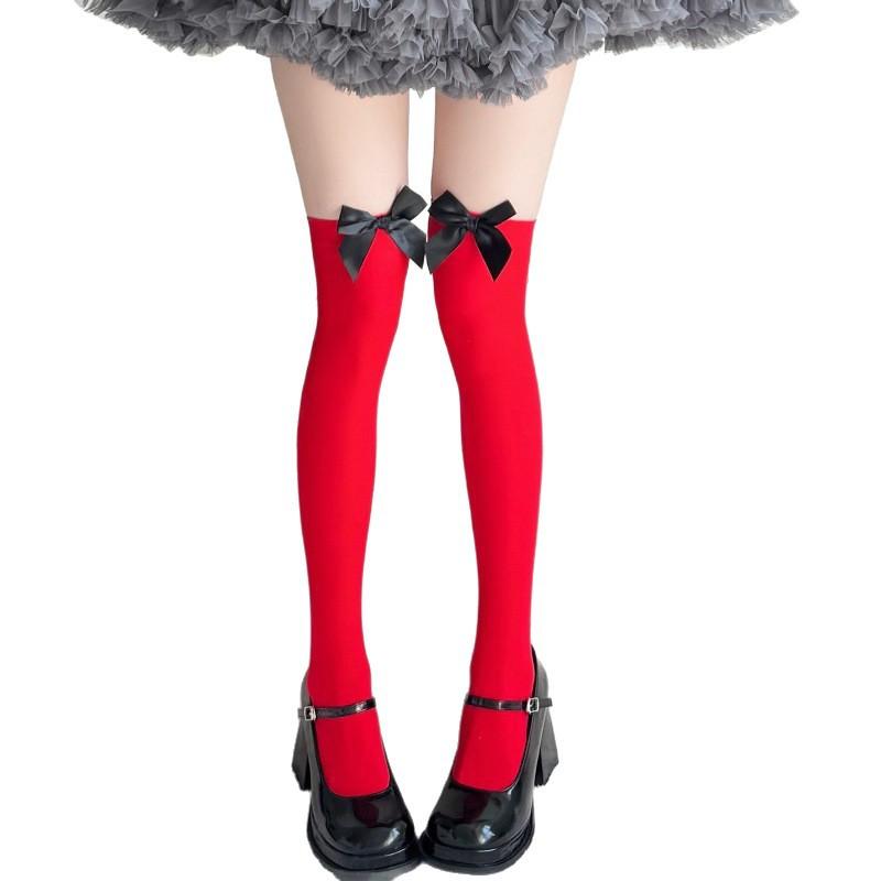 Japanese Jk White Knee Socks Summer Bow Black And White Knee Socks Sweet Bow Stockings Pure Desire Girl