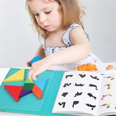 Wooden  Magnetic Tangram Puzzle Book Educational Toys For Children Baby Kid Portable  Learning Intelligence