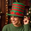 Christmas Hat with Red and Green Stripes Fabric for Holiday Party