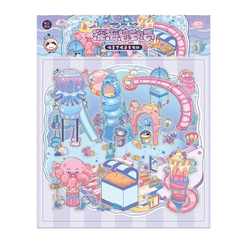 3Stickers+1Scene fun 3D Stickers Adhesive Diy Scrapbooking Diary Album junk journal supplies Craft Supplies