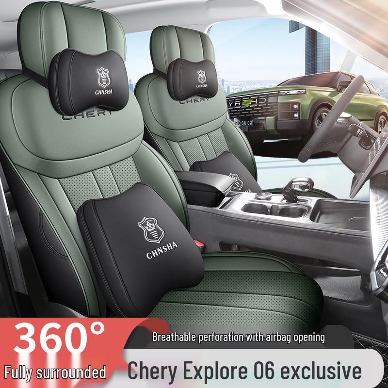 Universal Full Leather Car Seat Cushion for Explore 06 - New Model, Fits Five-Seat, All-Season Use.