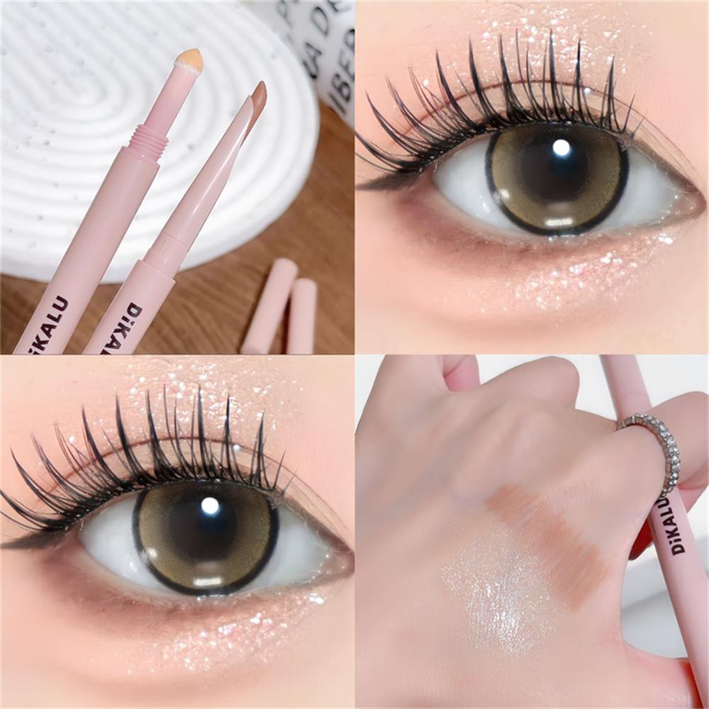 2-in-1 Lying Silkworms Eye Pencil Smudge-Proof Pink Shadow & Shimmer Highlighter Brighten Aegyo Sal Stick Korean Cosmetics