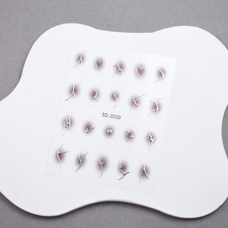 Thin & Durable Nail Stickers: Classic Silver Blush Gradient with Hearts & Stars Decals