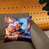 1Pc Happy Elderly Couple Print Pillowcase | Polyester Cushion Cover | Zippered Machine Washable Skin-Friendly Home Decor