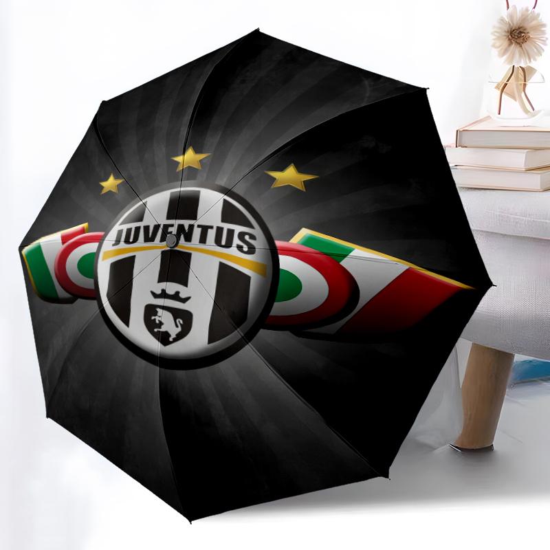 1pz Robusto Ombrello Automatico a 8 Stecche, Ombrello del Juventus Football Club, Stampato Digitalmente, Ombrello Pieghevole per Uso Esterno in Movimento