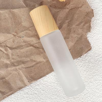 Botella Roll-On de Vidrio Esmerilado de 5 ml 10 ml Tapa de Plástico con Grano de Madera Para Aceites Esenciales Botella Roll-On con Bola Rodante de Acero Inoxidable