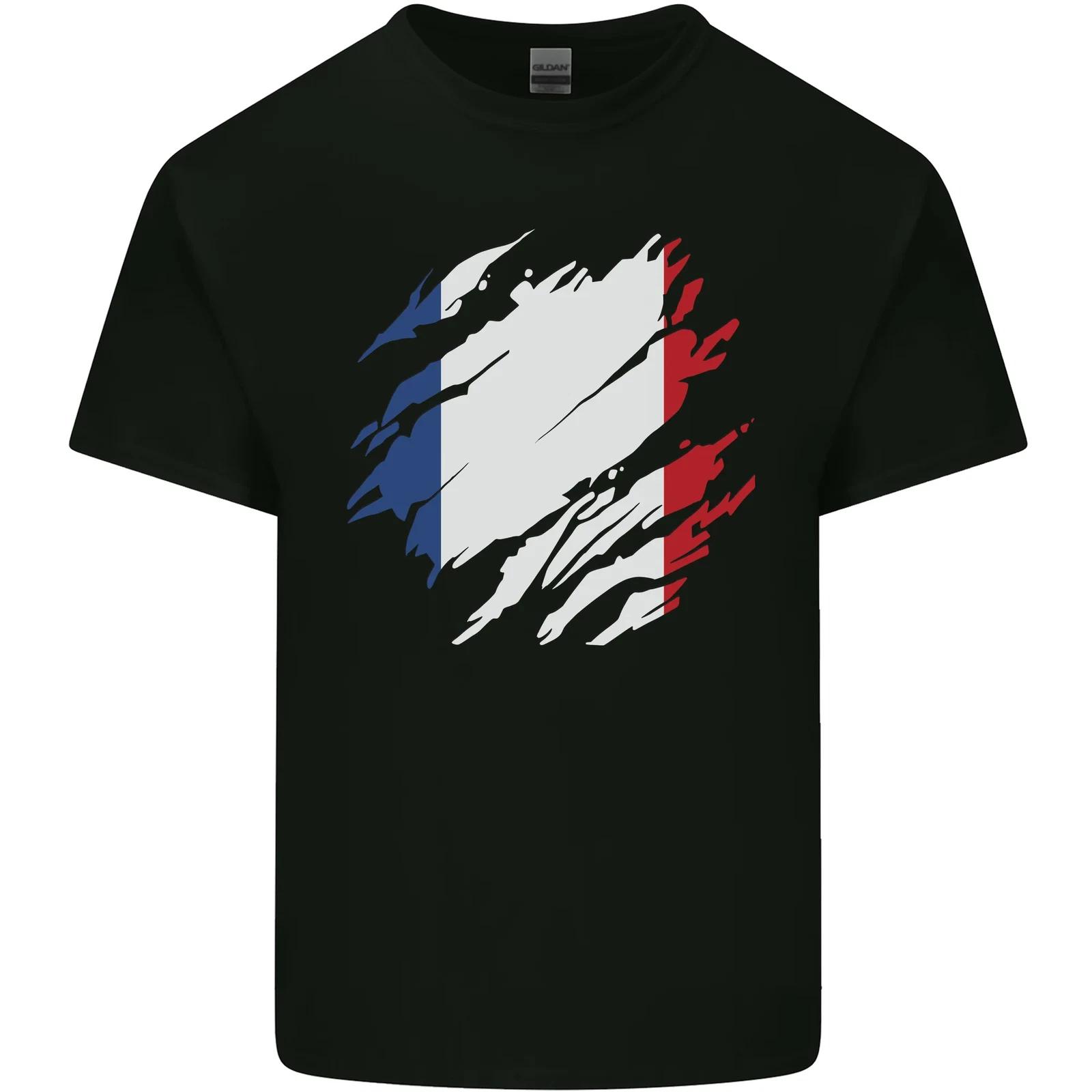 Torn France Flag French Day Football Kids T-Shirt Childrens S