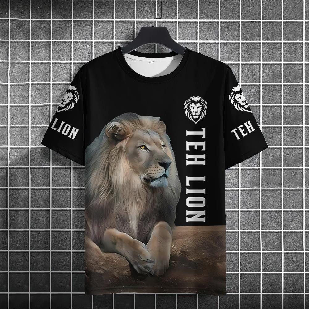 Fierce Animal 3d Print T-Shirts For Men Vintage Men's T-Shirt Summer Short Sleeve Tops Fashion Oversized Tees Men Streetwear New