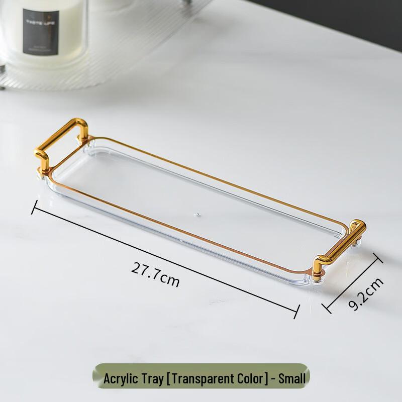 Abay Transparent 3-Compartment Plastic Serving Tray with Gold Rim