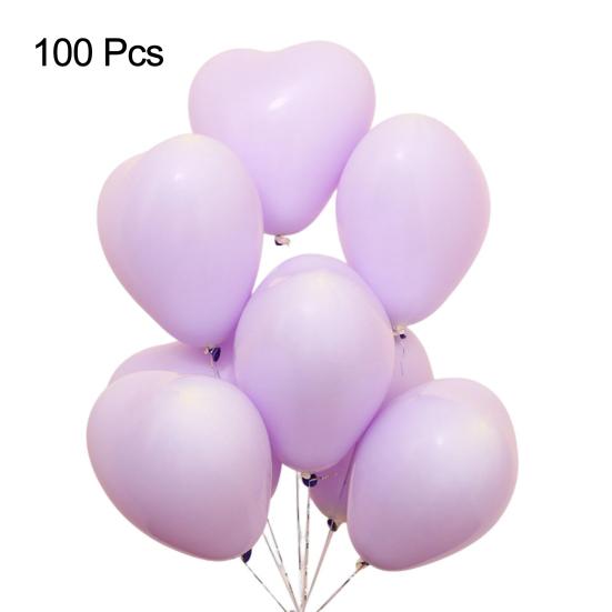 100 Pcs Birthday Party Balloons Solid Color Heart Shape Flexible High Elasticity Emulsion Create Atmosphere Bridal Shower Multi Colors Party Decor