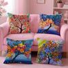 Colored Tree Anime Cushion Cover Pillow Case Soft Friendly Fabric  Concealed Zipper