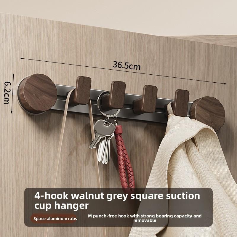 Walnut Grain Suction Cup Wall Hook Organizer For Home Storage