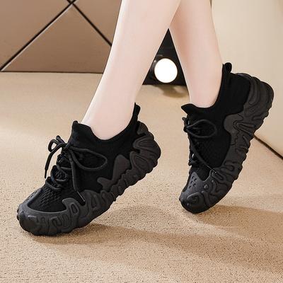 22 neue Sommer lässige dicke Sohle höhenvergrößernde hässlich süße Dad-Schuhe Netz atmungsaktiv Fly-Weave Sportsocken Schuhe