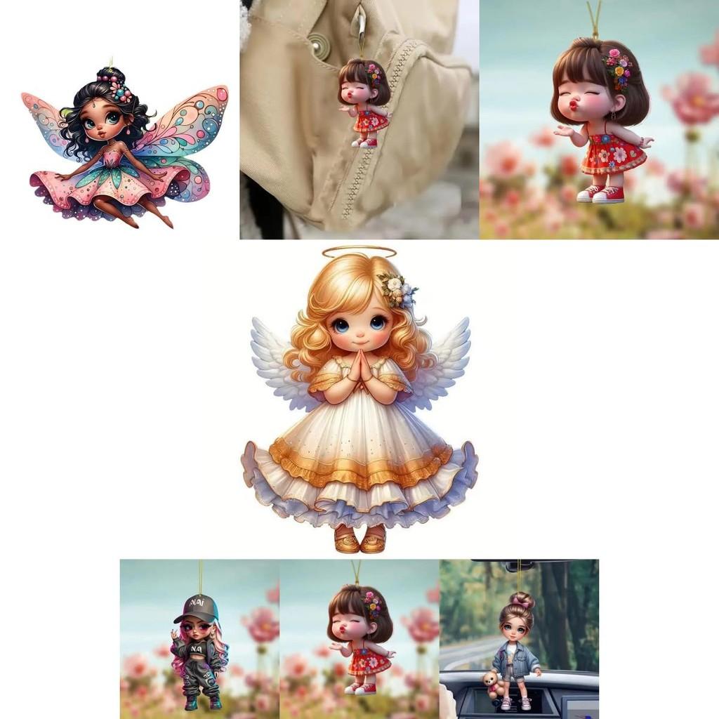 Car Mirror Hanging Acrylic Decorative Girl Series Cartoon Style For Vehicle Interior Decor